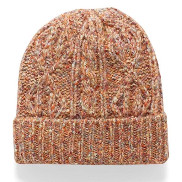 Brown flecked cable knit chunky beanie tuque hat NWT - Picture 1 of 6